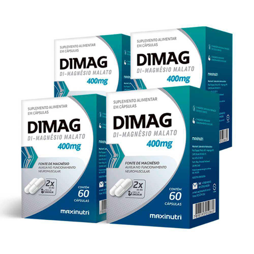 Kit 04 Dimag Dimalato De Magnésio 400Mg 60 Cáps Maxinutri Em Promoção ...