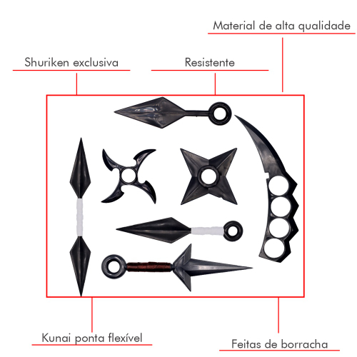 Bandana Naruto Aldeia Folha Infantil + Kit Kunai C/ Shuriken