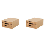 Conj. 2 Caixa Arquivo Gaveteiro em mdf cor natural com 3 Gavetas natural Souza Referência 3316