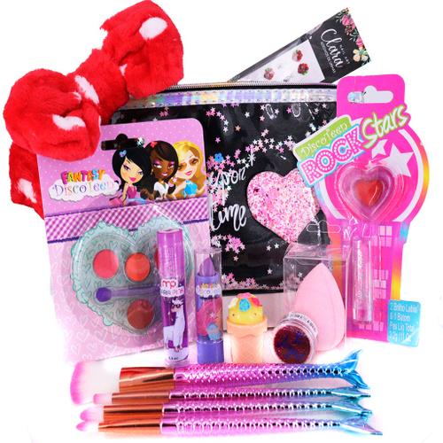 Kit de maquiagem infantil para meninas, conjunto completo de malas