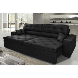 Sofá Austin Plus 202cm Retrátil com Molas Preto - ws é boa?