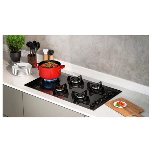 Cooktop a Gás Electrolux em Vidro com 5 Bocas com Queimador Tripla