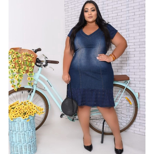 Vestido de best sale brim plus size