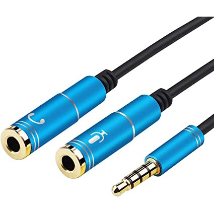 Headset Adapter Y Splitter 3.5mm Jack Cable with Separate Mic and