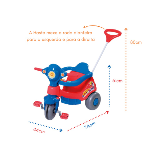 Triciclo Infantil Tico Tico Motoca Bebê com Haste para Empurrar e Proteção  Lateral Moto Infantil em Promoção na Americanas