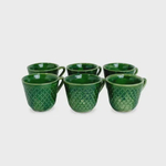 Conjunto 06 Xícaras Café Relevo Cônica Verde hr Porcelanas CavShop