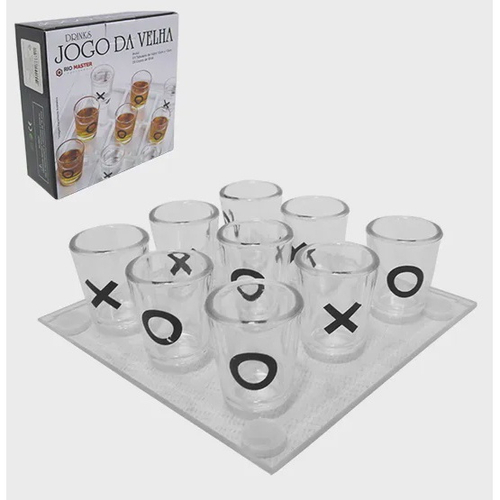 Jogo Shot Drink Jogo Da Velha Tabuleiro 9 Copos 10ml Tequila