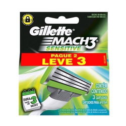 Carga Gillette Mach 3 Sensitive L3P2 Menor preço em Carga Gillette Mach 3 Sensitive L3P2