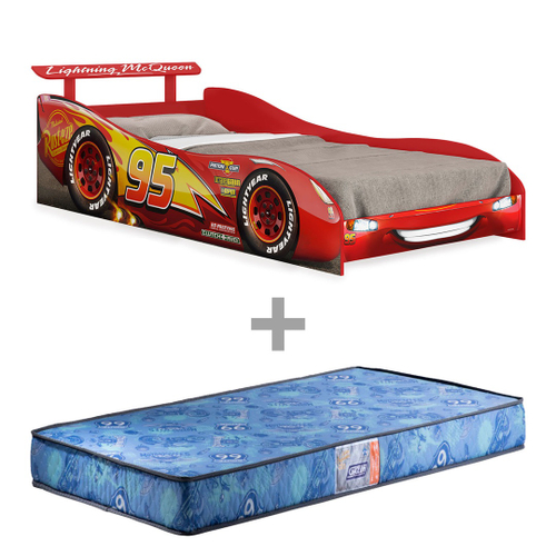 Cama Infantil Carros Com Farol Luz/led Original Disney Star Pura Magia  Vermelho/amarelo/preto