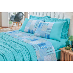 Jogo De Cama Lençol Premium Casal King Com 04 Peças Estampado 100% Algodão Percal 180 Fios Azul Menor preço em Jogo De Cama Lençol Premium Casal King Com 04 Peças Estampado 100% Algodão Percal 180 Fios Azul