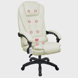 Cadeira Escritório Presidente Com Massageador e Aquecimento Kelter Branco Nude V405 Menor preço em Cadeira Escritório Presidente Com Massageador e Aquecimento Kelter Branco Nude V405