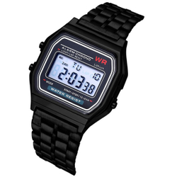 Relógio Preto wr Digital Aço Vintage Unissex Masculino Feminino Modelo Grande é boa?
