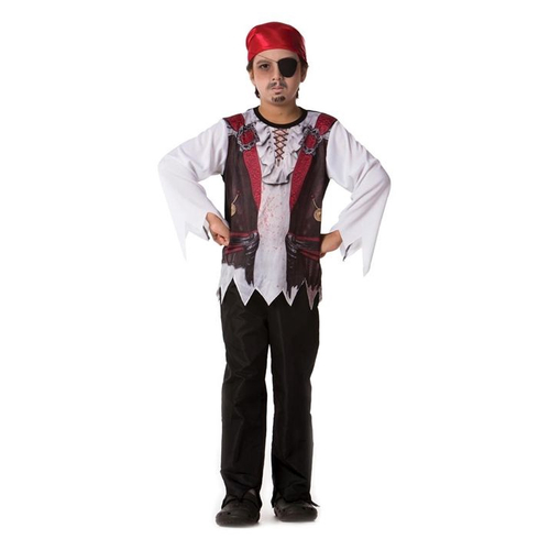 Fantasia de Pirata Infantil Halloween Masculino Com Bandana e Tapa