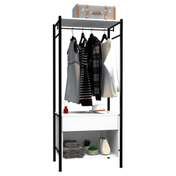 Guarda Roupa Solteiro Closet Industrial 66cm 1 Gaveta Berlim Branco/Preto - Artefamol é boa?