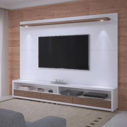 Rack Bancada e Painel Dallas em mdf Branco Carvalho Evora knr Moveis 2,40 cm Menor preço em Rack Bancada e Painel Dallas em mdf Branco Carvalho Evora knr Moveis 2,40 cm