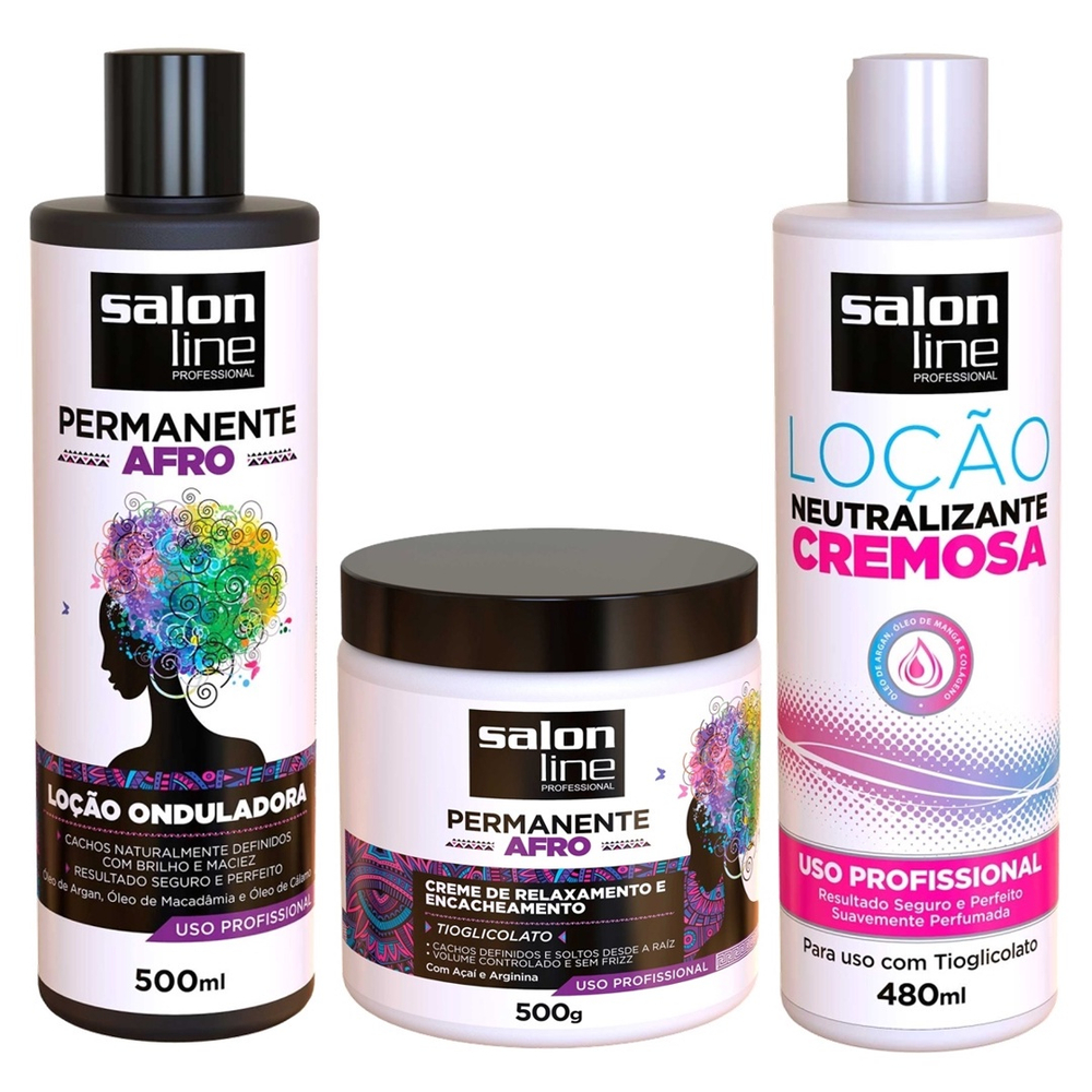 Kit Permanente Afro 3 Produtos Salon Line Completo no Shoptime