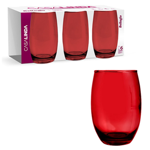 Jogo Copos Altos 340ml 6 Peças De Vidro Vermelho Laço Verre - Mimo Style em  Promoção na Americanas