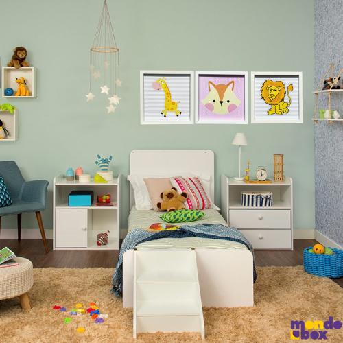 Quadro Infantil Bebê Kit Urso Panda Desenho Com 3 - 20x20 - Branco em  Promoção na Americanas