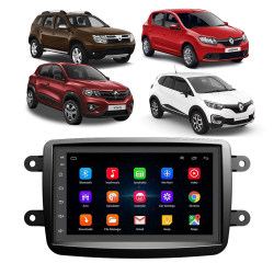 Kit Central Multimidia Android 8 Sandero Captur Kwid Duster Logan Gps bt Wifi 1 gb Ram 16 gb + Moldura Preto + Chicote Instalação & Câmera Ré Menor preço em Kit Central Multimidia Android 8 Sandero Captur Kwid Duster Logan Gps bt Wifi 1 gb Ram 16 gb + Moldura Preto + Chicote Instalação & Câmera Ré