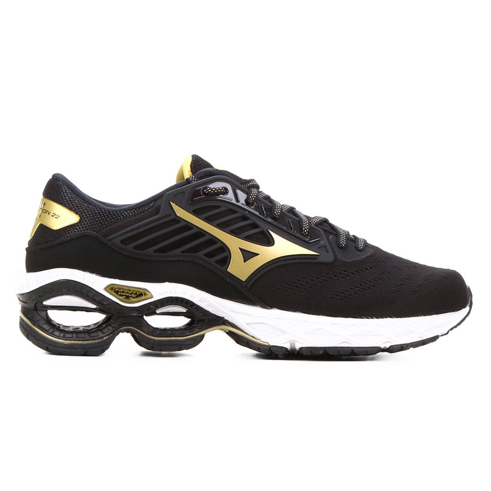 Tenis Mizuno Wave Creation 22 Masculino Preto Dourado na Americanas Empresas