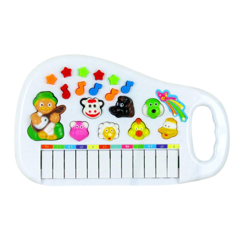 Pianinho Teclado Musical Infantil Som Luz Fazendinha Animais