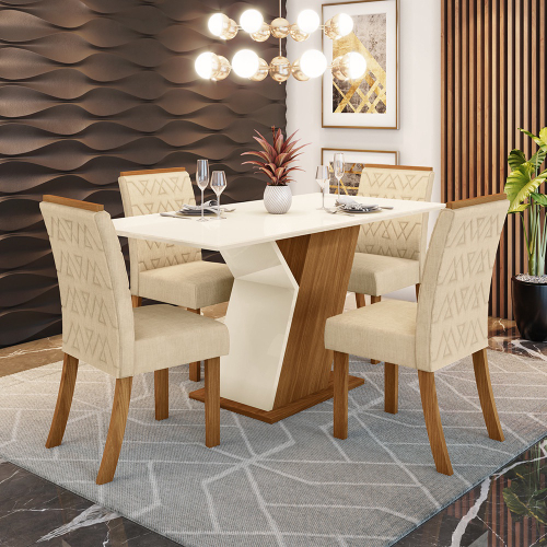 Conjunto Mesa 4 Cadeiras Retangular 120X80 Sendai Epoxi Preto C/Tampo MDF  Tubform