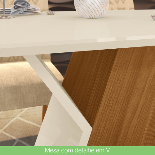 Conjunto Sala De Jantar Mesa 1.600mm Tampo Mdf 6 Cadeiras Zuri Casa 812