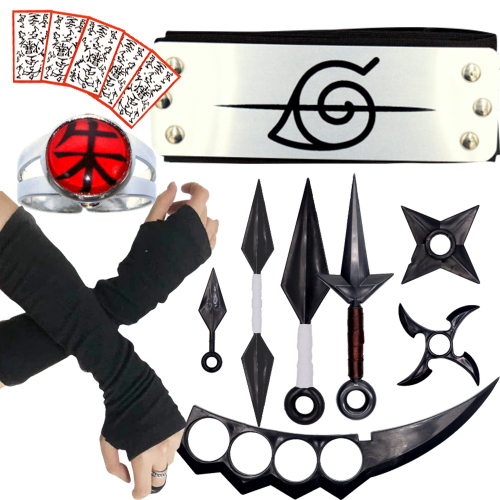 Kit Akatsuki C/ Manto Infantil + Colar Nuvem Vermelha + 8pçs