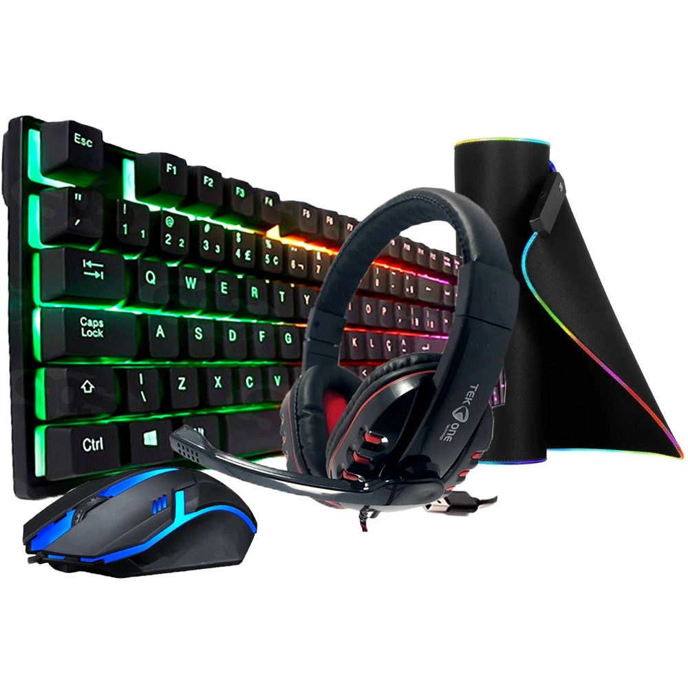 Kit Gamer Mousepad Teclado K200 Mouse rgb Led Hedset Pc-002 | Submarino