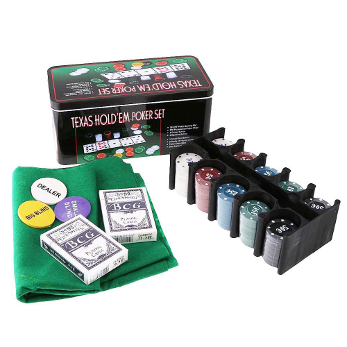 Jogo De Poker Texas Hold'em Poker Set Fichas Bralho E Toalha em