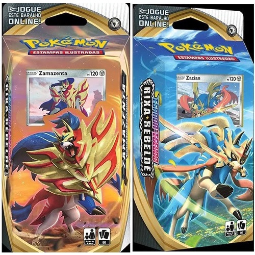 2 Decks Pokémon Espada e Escudo 2 Rixa Rebelde Zacian e Zamazenta Copag