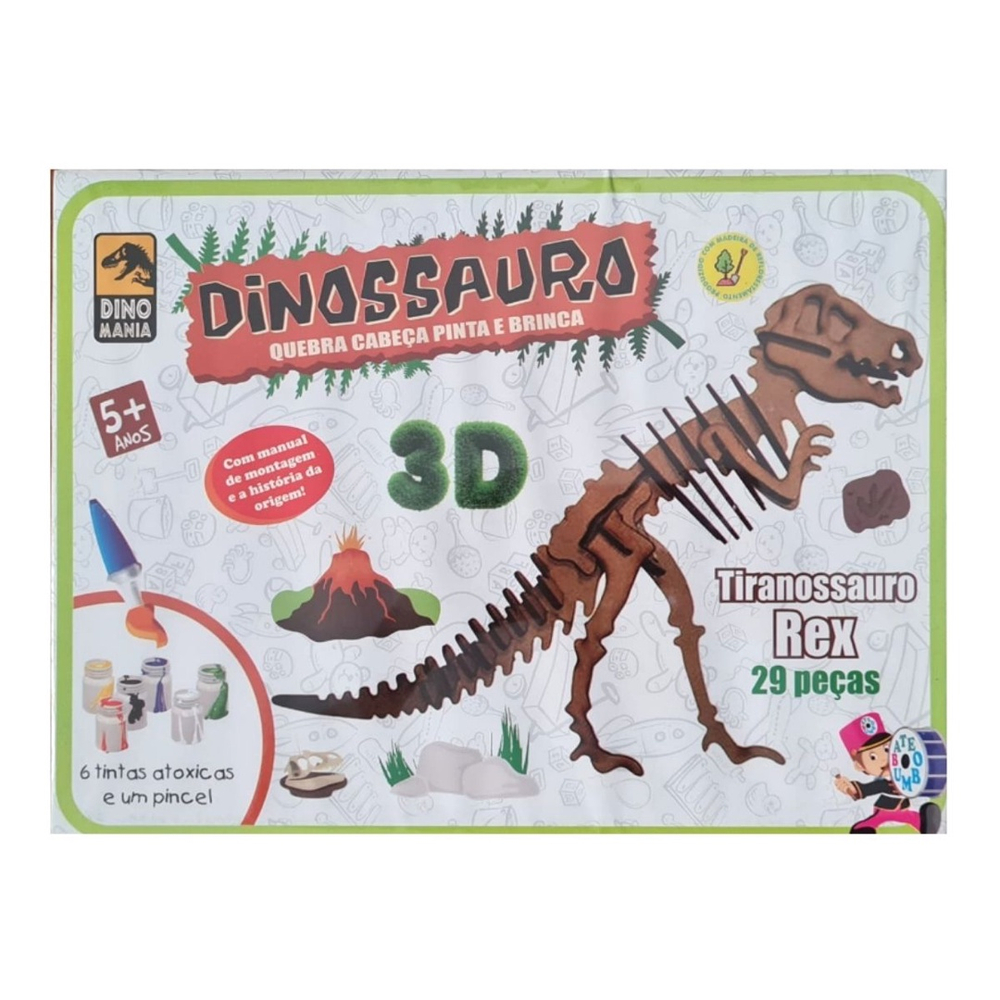 Quebra-Cabeça 3D - Tiranossauro Rex - Coleção Dinossauros - 29