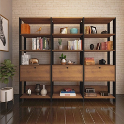 Conjunto 3 Estantes para Livros Industrial 1 Porta Mdp Match Espresso Móveis Menor preço em Conjunto 3 Estantes para Livros Industrial 1 Porta Mdp Match Espresso Móveis