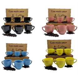 Jogo 6 Xicaras De Porcelana Para Café Chá 170ml Caixa Em Mdf Decorada Várias Cores Menor preço em Jogo 6 Xicaras De Porcelana Para Café Chá 170ml Caixa Em Mdf Decorada Várias Cores