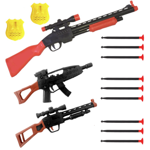 Kit 2 Arma Espingarda Com Mira Tipo Nerf Shotgun Com 12 Dardos +