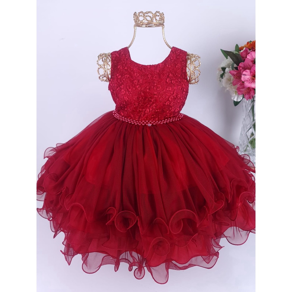 Vestido vermelho hot sale 3 anos