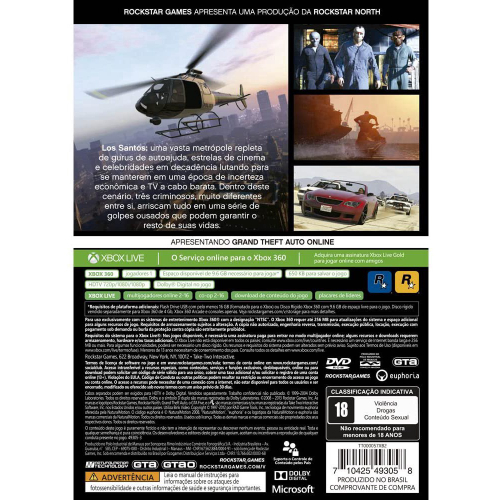 Jogo Grand Theft Auto V (gta 5) Para Xbox 360 Mídia Física no Shoptime