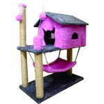 Arranhador Para Gato Casa Com Rede Rosa