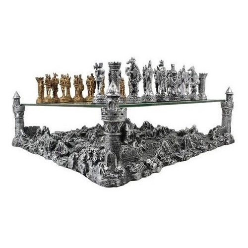 Jogo Tabuleiro De Xadrez Luxo Cavaleiros Medievais 3d 36 Pcs