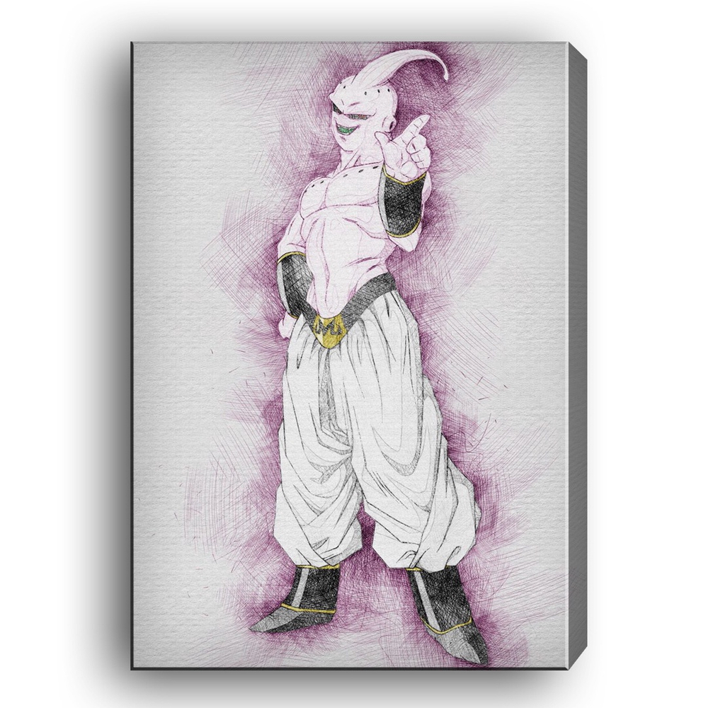 Quadro Grande Decorativo 60x40 Desenho Majin Boo Dragon Ball Arte