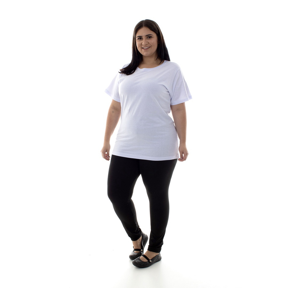 Plus Size Camiseta Feminina Manga Curta 100 Algodão Branca E Preta