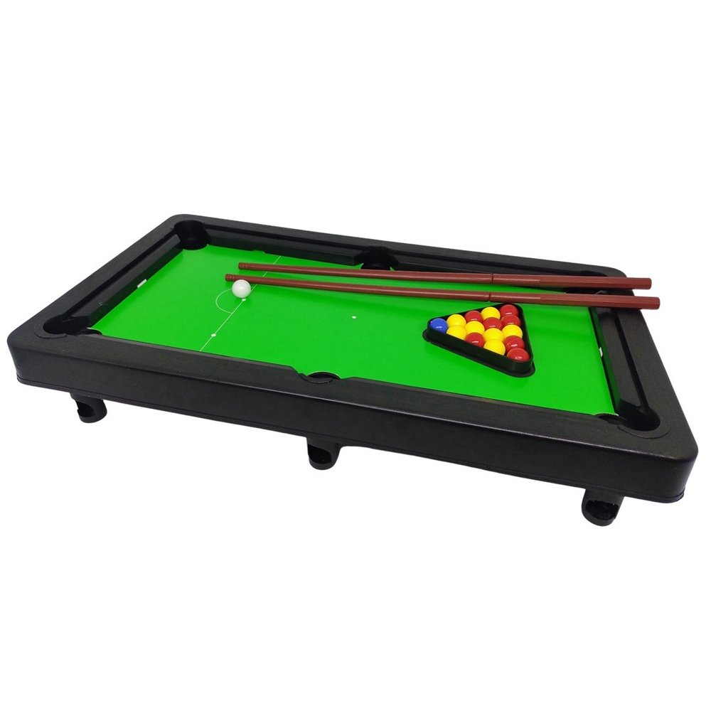 Mesinha de Jogo Sinuca 40CM Infantil Snooker Brilhar Com 02 Tacos