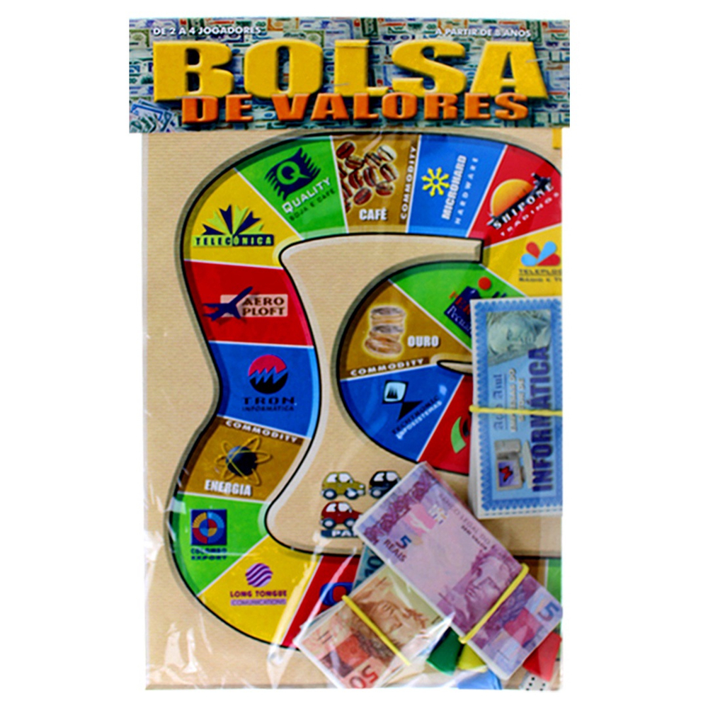 Jogo Divertido Bolsa de Valores Com Tabuleiro e Acessórios Cartela