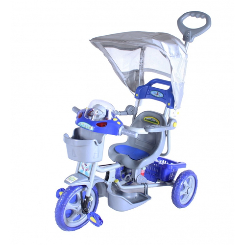 Triciclo Motinha Bel Brink 2 em 1 com Capota e Pedal para Passeio Azul - Ri  Happy