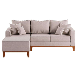 Sofá 3 Lugares Beny Com Chaise Esquerdo Linho Cru Menor preço em Sofá 3 Lugares Beny Com Chaise Esquerdo Linho Cru