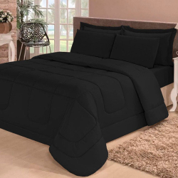 Kit Edredom Confort Casa Dona Dupla Face Casal Queen 6 Pçs com Lençol Preto é boa?
