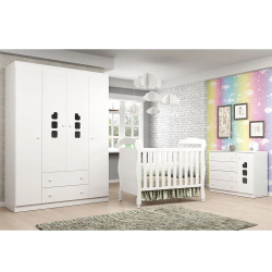 Jogo de Quarto Guarda Roupa 4 Portas, Cômoda Ana Livia + Berço - Phoenix Baby Menor preço em Jogo de Quarto Guarda Roupa 4 Portas, Cômoda Ana Livia + Berço - Phoenix Baby