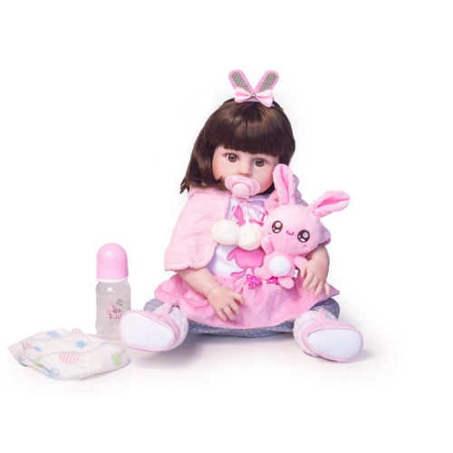 Boneca Bebê Reborn Brastoy Coelinha 100% Silicone