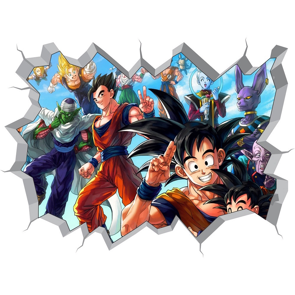 Adesivo 3D Buraco na Parede Dragon Ball Z Desenho Animado - Shop