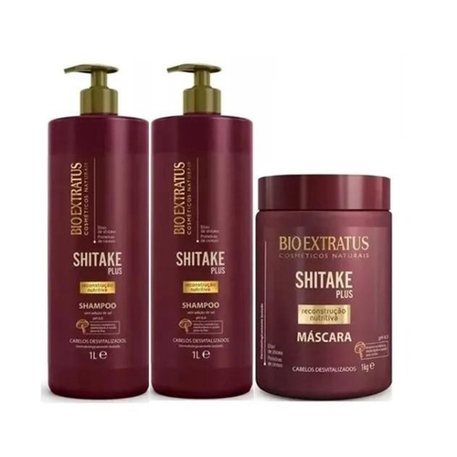 Kit Shitake 2 Shampoos 1 Litro + Máscara 1 Kg Bio Extratus